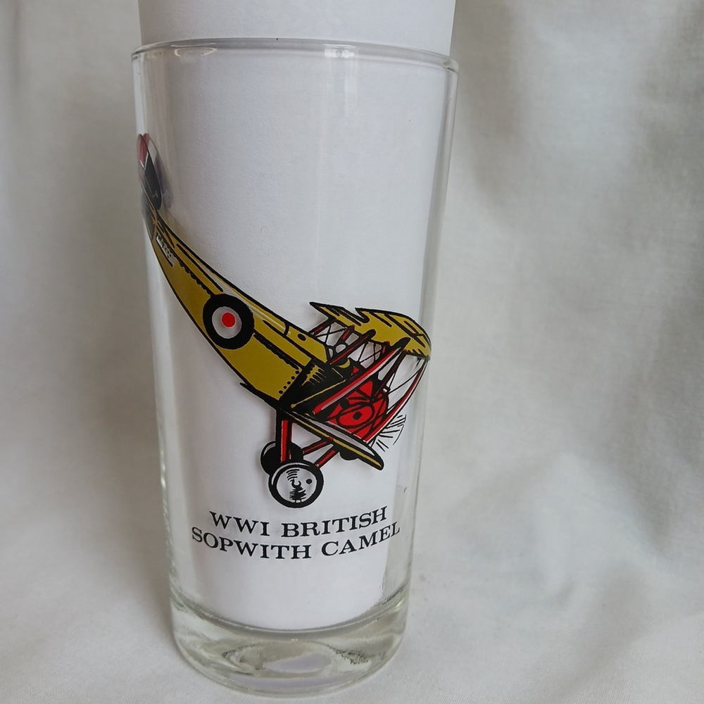 Vintage Sopwith Camel WWI Glass Highball